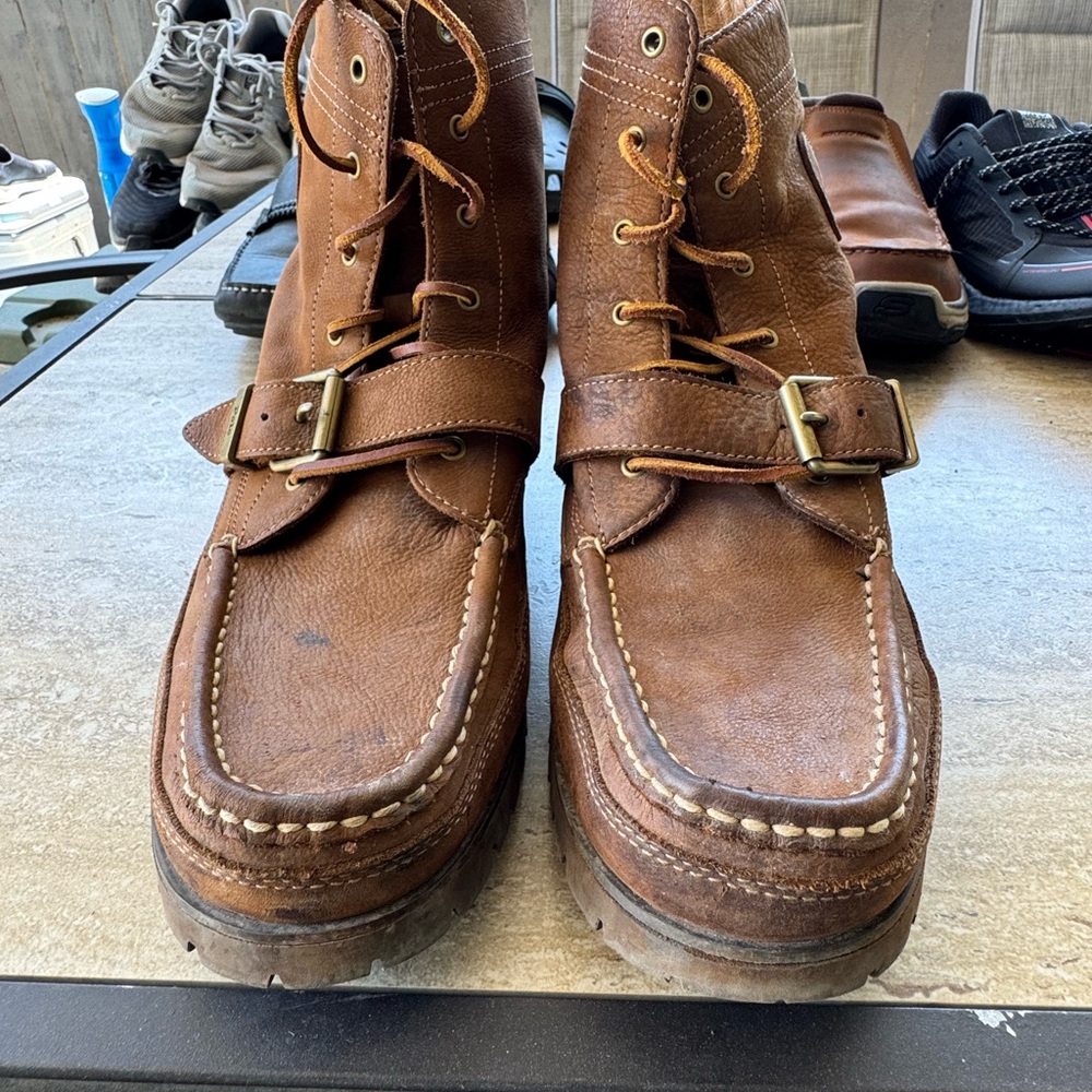 Polo by Ralph Lauren Brown Leather Moc-Toe Boots